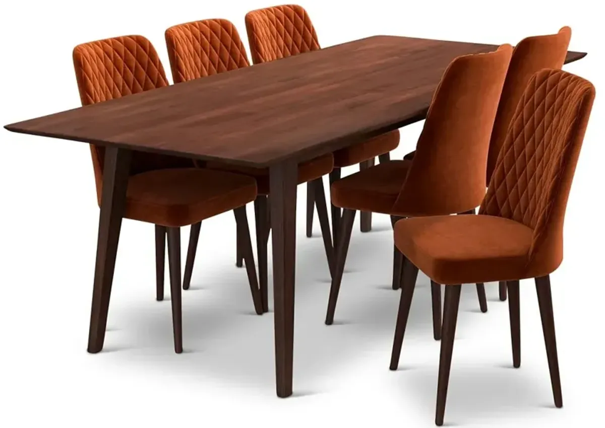 Evette Mid Century Modern Burnt Orange Dining Chair - Set of 2