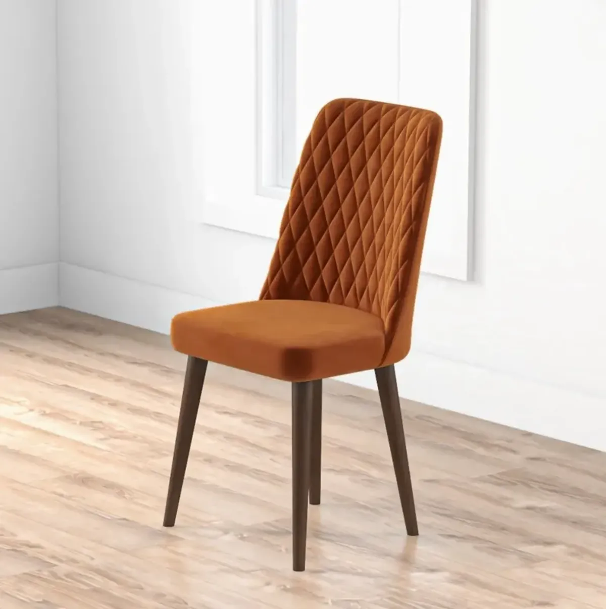 Evette Mid Century Modern Burnt Orange Dining Chair Set of 2