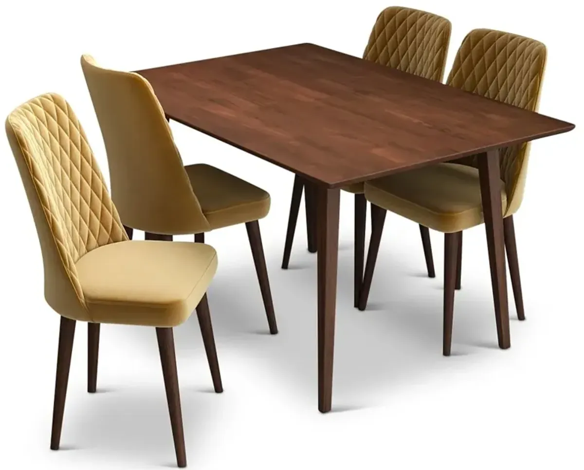 Evette Mid Century Modern Gold Dining Chair - Set of 2