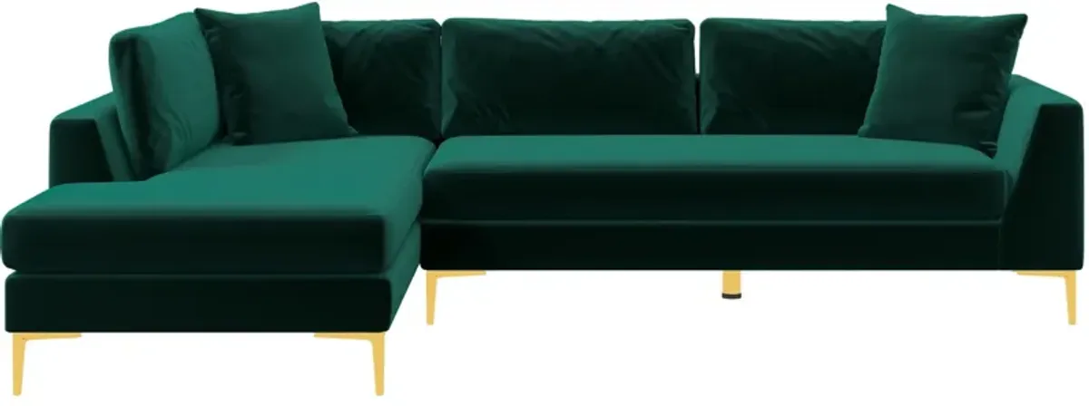 Milo Green Fabric Sectional Sofa Left Chaise