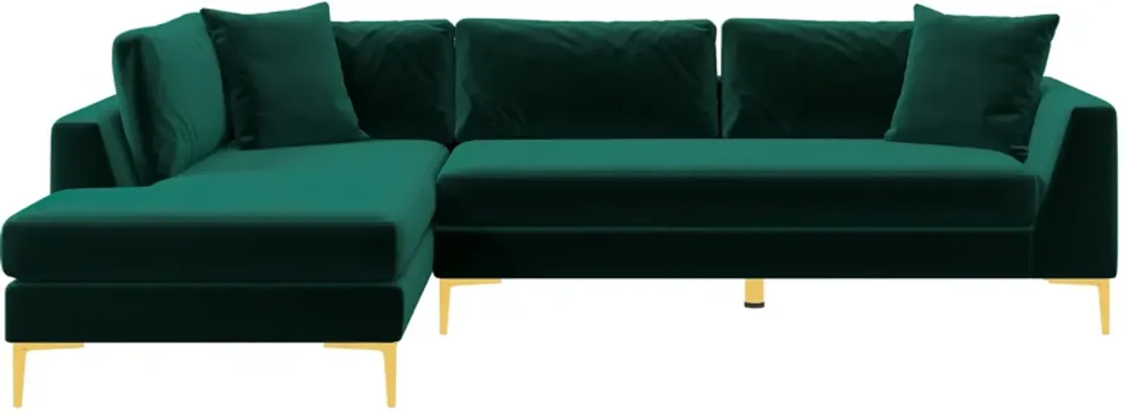 Milo Green Velvet Sectional Sofa Left Chaise