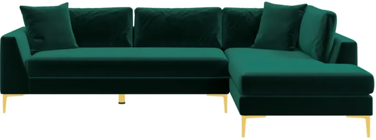 Milo Green Fabric Sectional Sofa Right Chaise