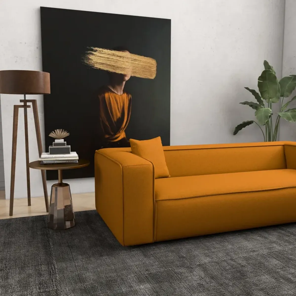 Barcelona Modern Dark Yellow Boucle Sofa