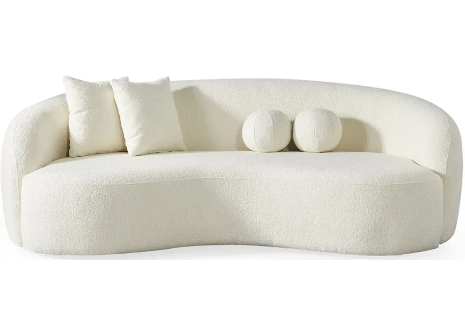 Blair Japandi White Curvy Boucle Sofa