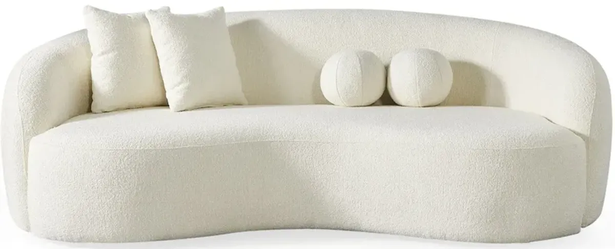 Blair Japandi White Curvy Boucle Sofa