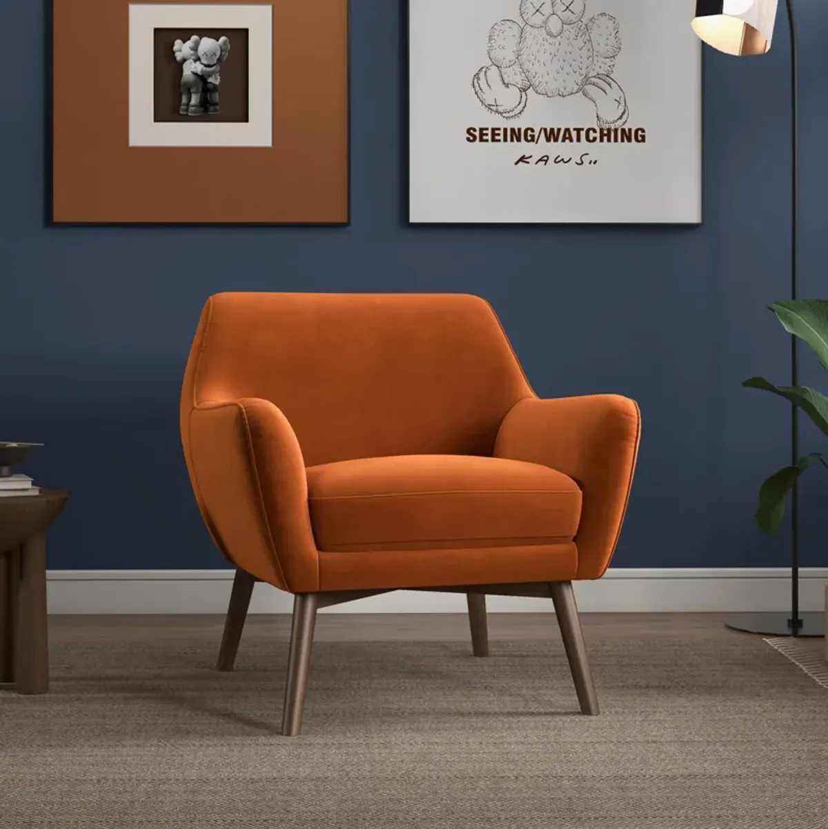 Penny Orange Velvet Lounge Chair