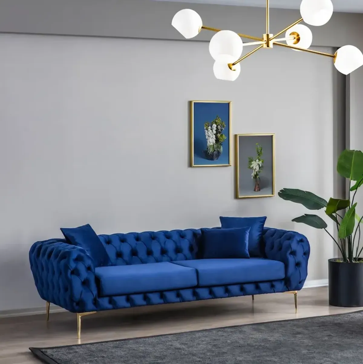 Jessica Navy Blue Velvet Sofa