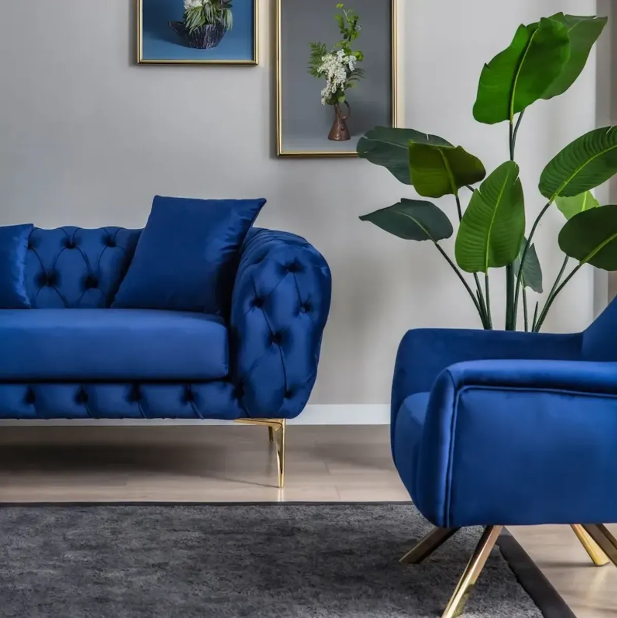 Jessica Navy Blue Velvet Sofa