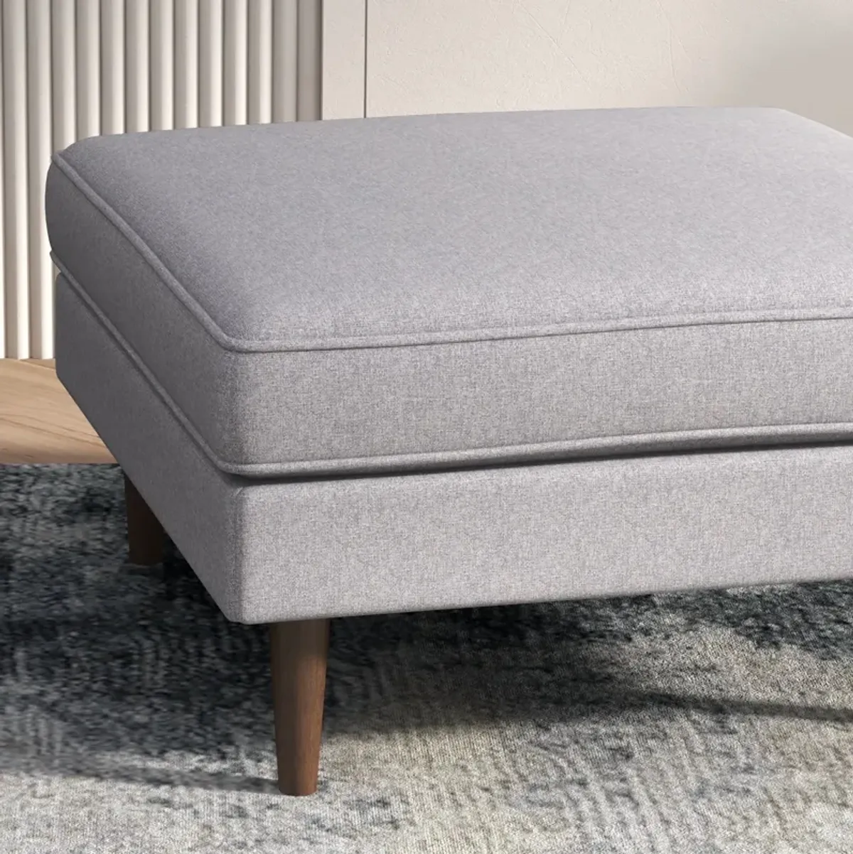 Fordham Light Gray Fabric Ottoman