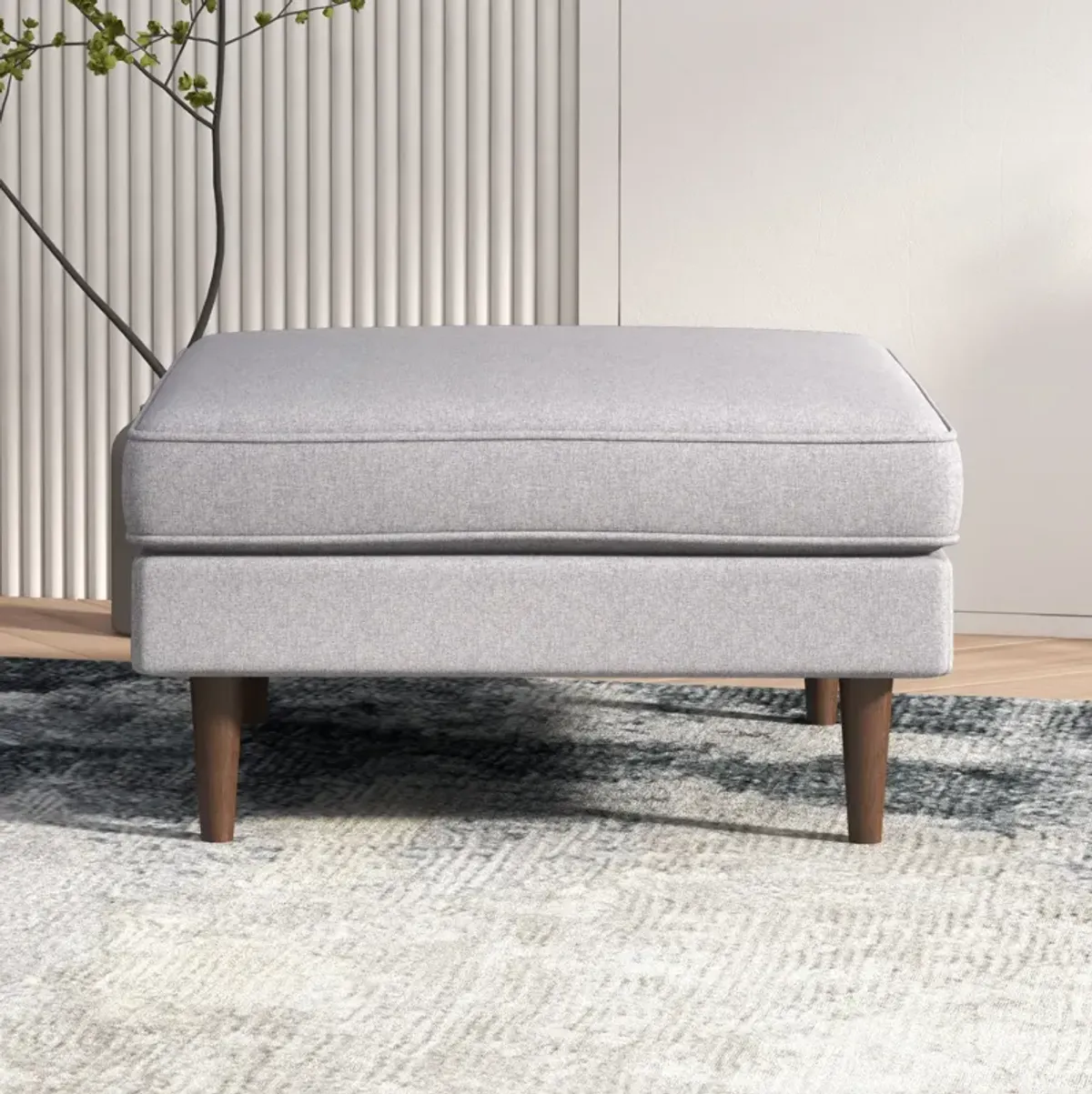 Fordham Light Gray Fabric Ottoman