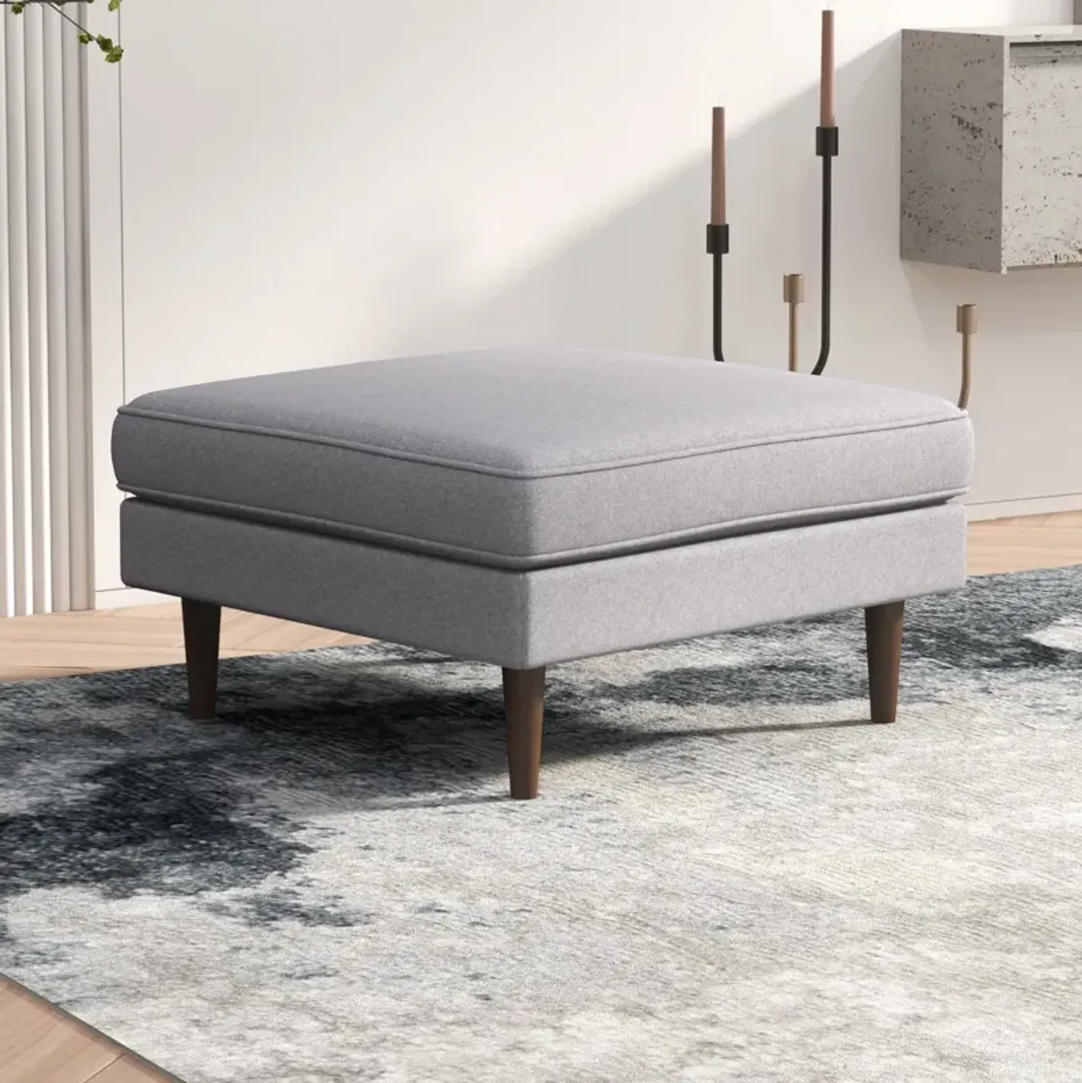 Fordham Light Gray Fabric Ottoman