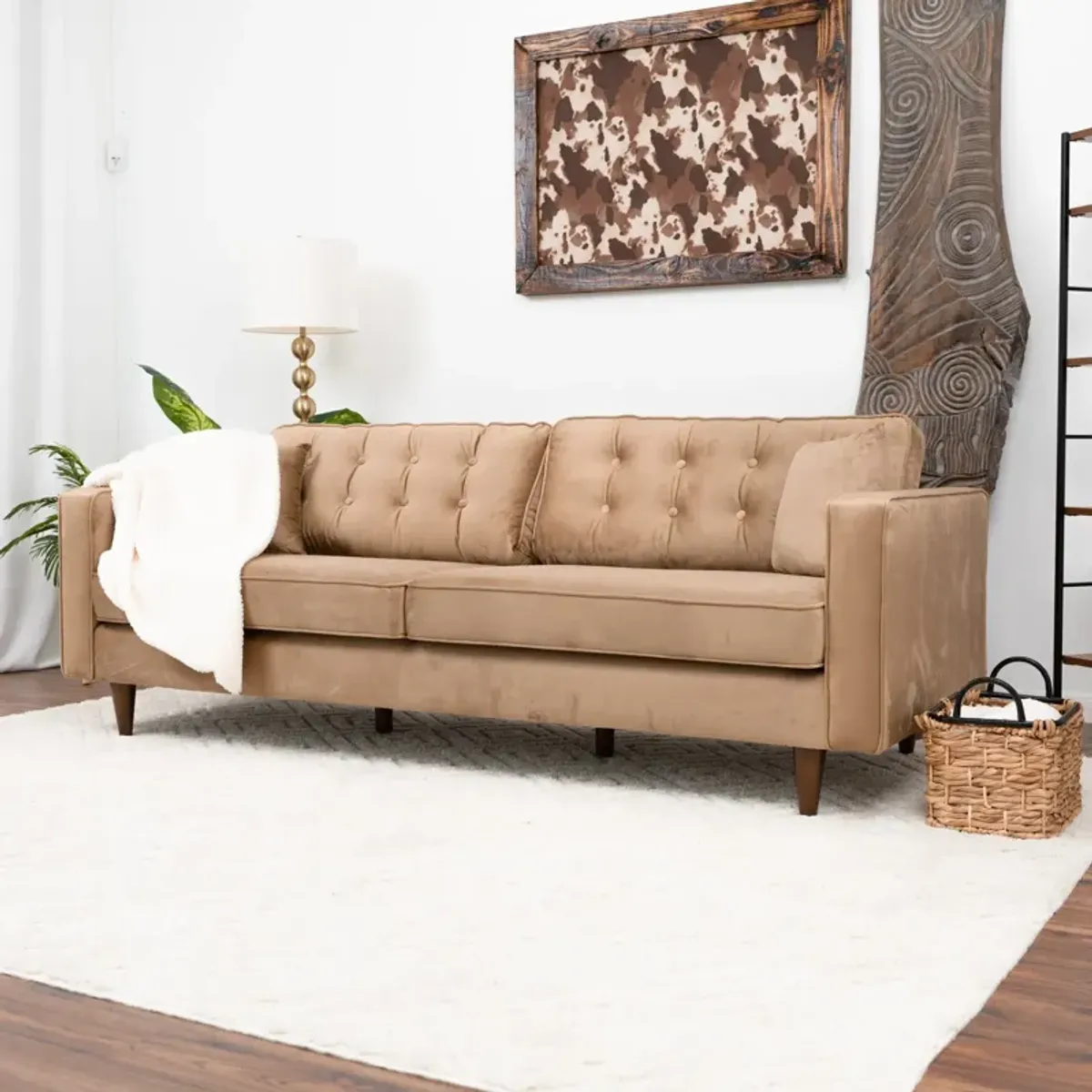 Oregon Cognac Fabric Sofa