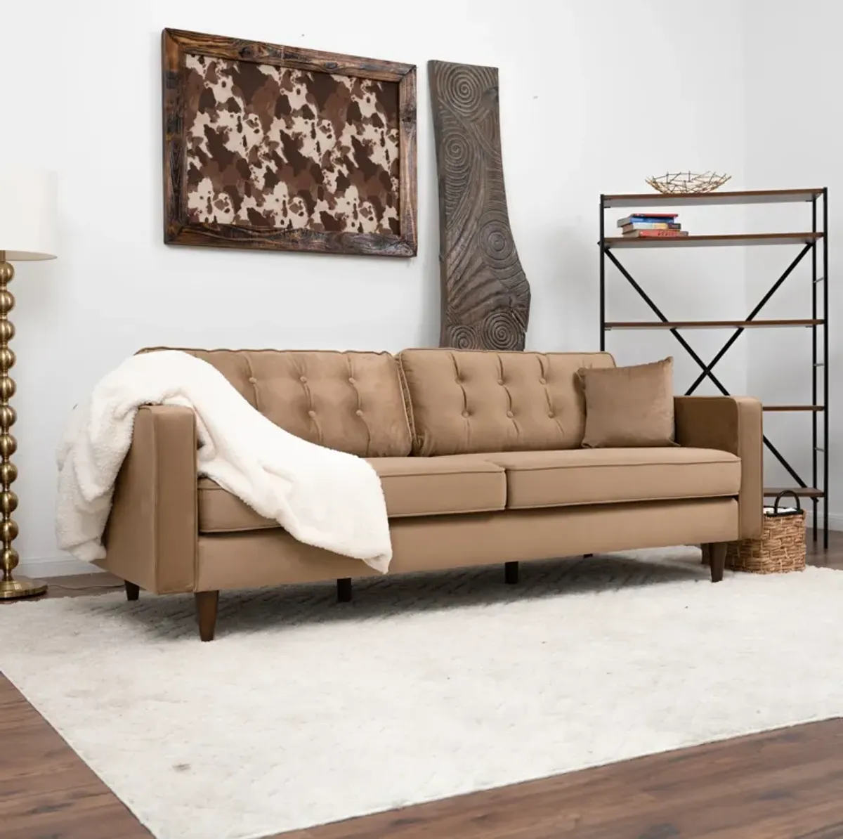 Oregon Cognac Fabric Sofa