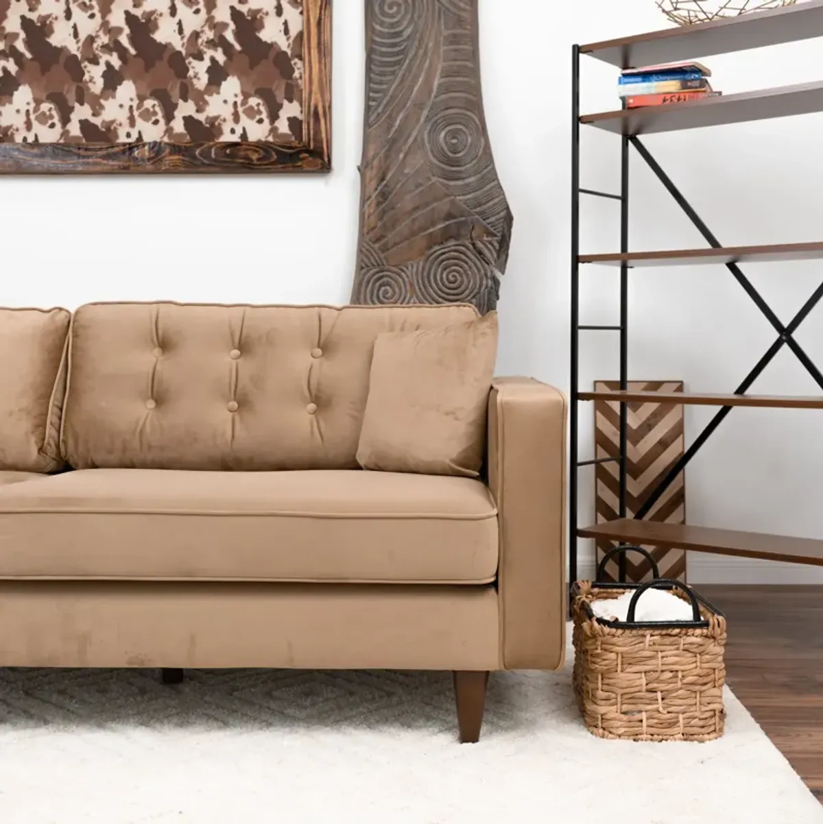 Oregon Cognac Fabric Sofa