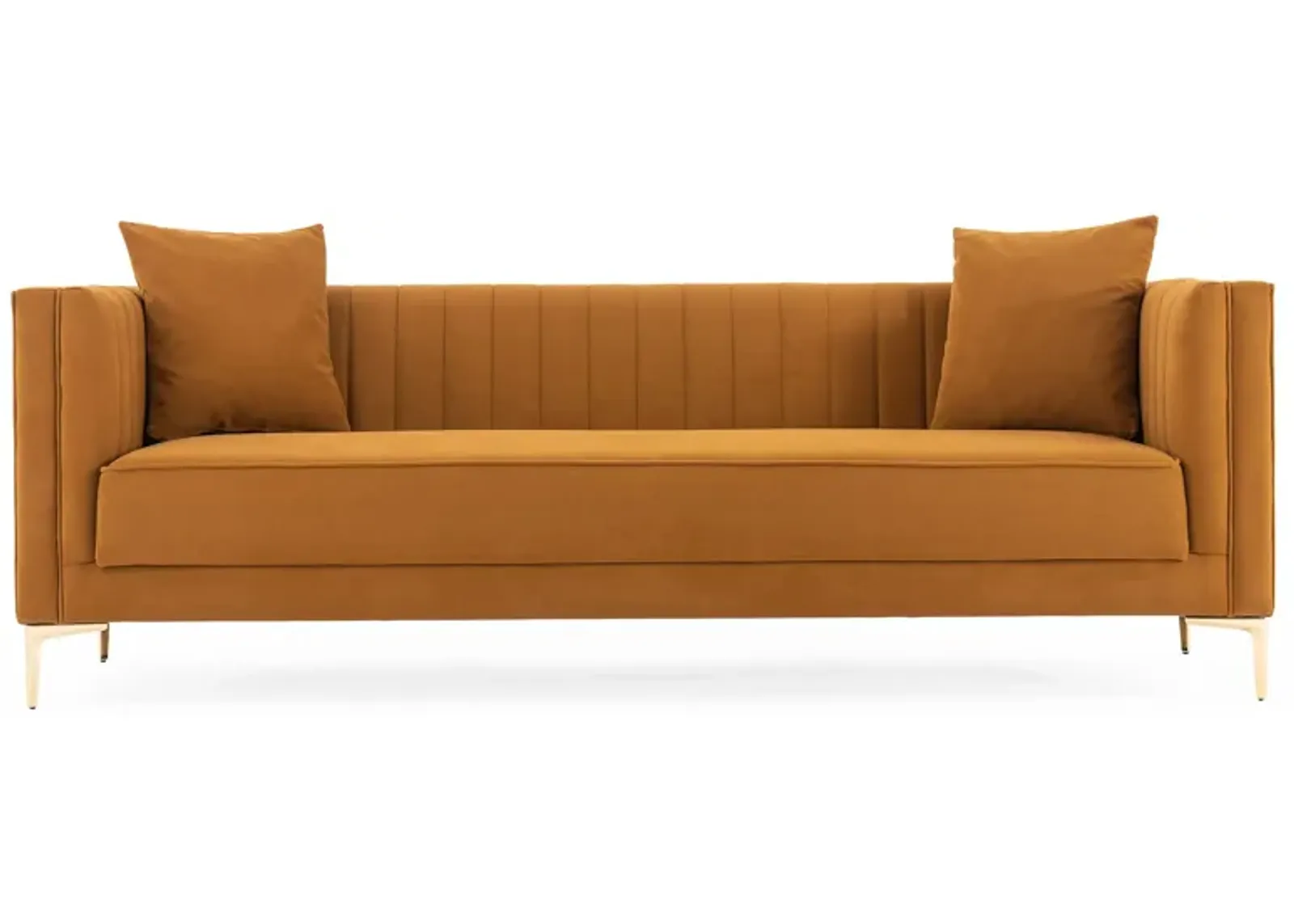 Kendra 91" Cognac Velvet Sofa