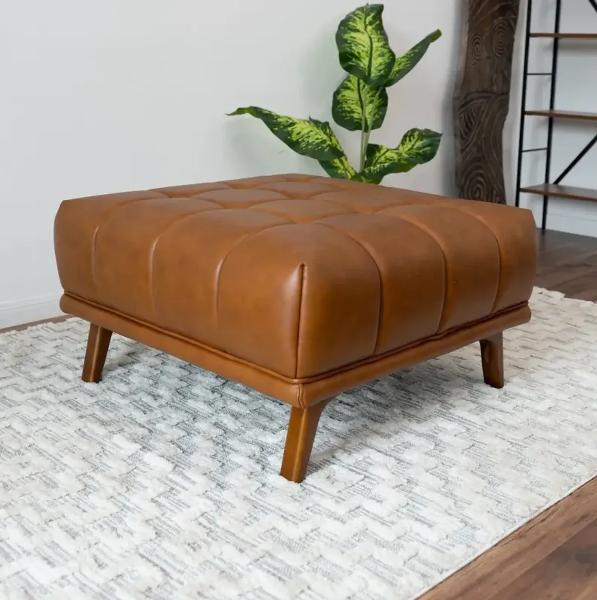 Kano Cognac Leather Ottoman