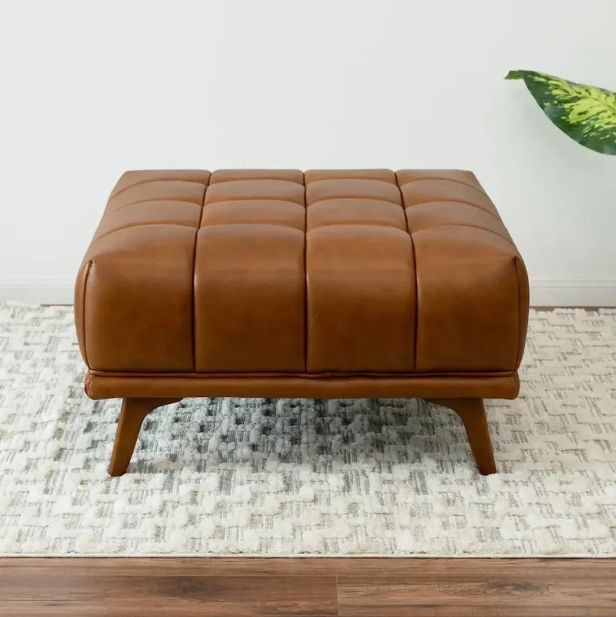 Kano Cognac Leather Ottoman