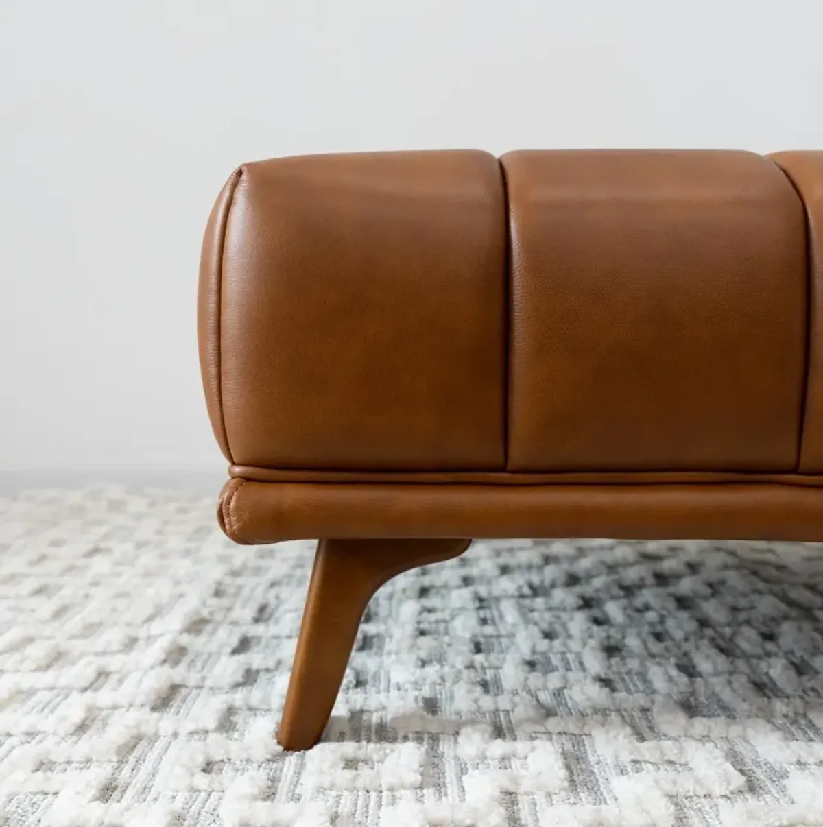 Kano Cognac Leather Ottoman