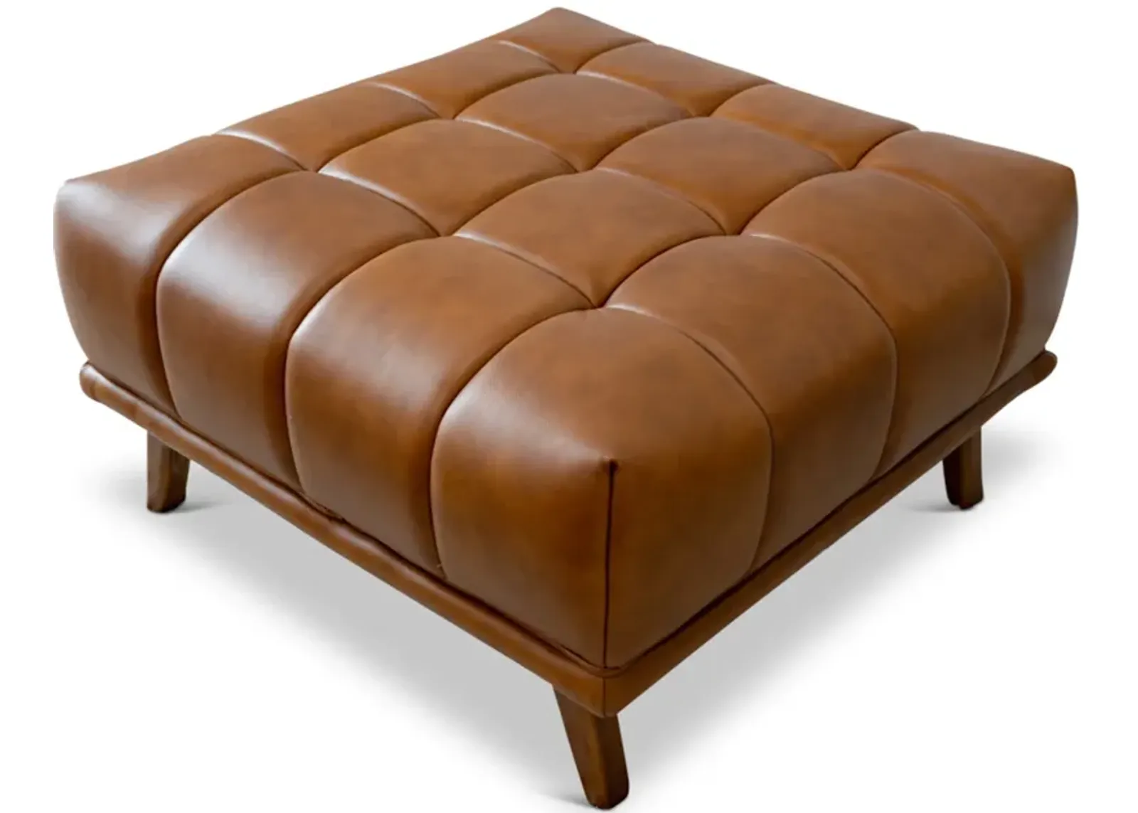 Kano Cognac Leather Ottoman