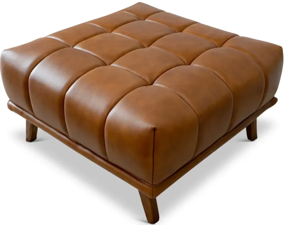 Kano Cognac Leather Ottoman