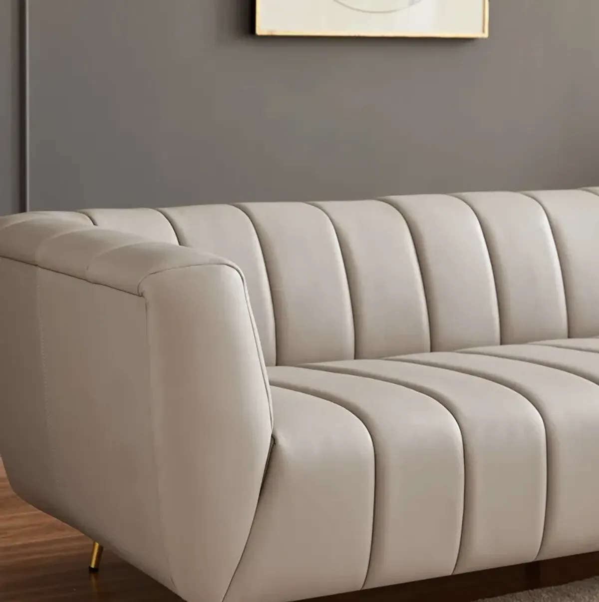 Clodine Grey Leather Sofa