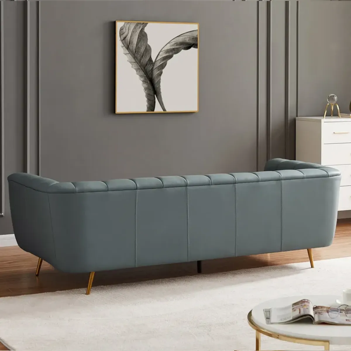 Clodine Blue Leather Sofa