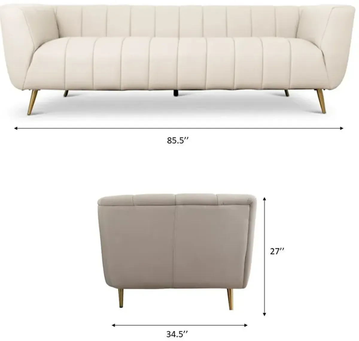 Clodine Cream Leather Sofa