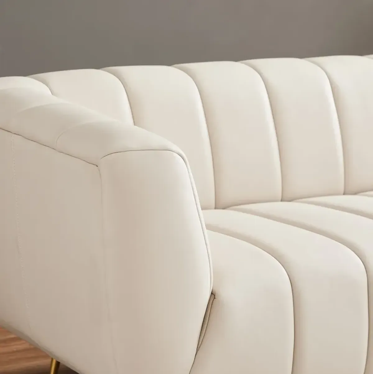 Clodine Cream Leather Sofa