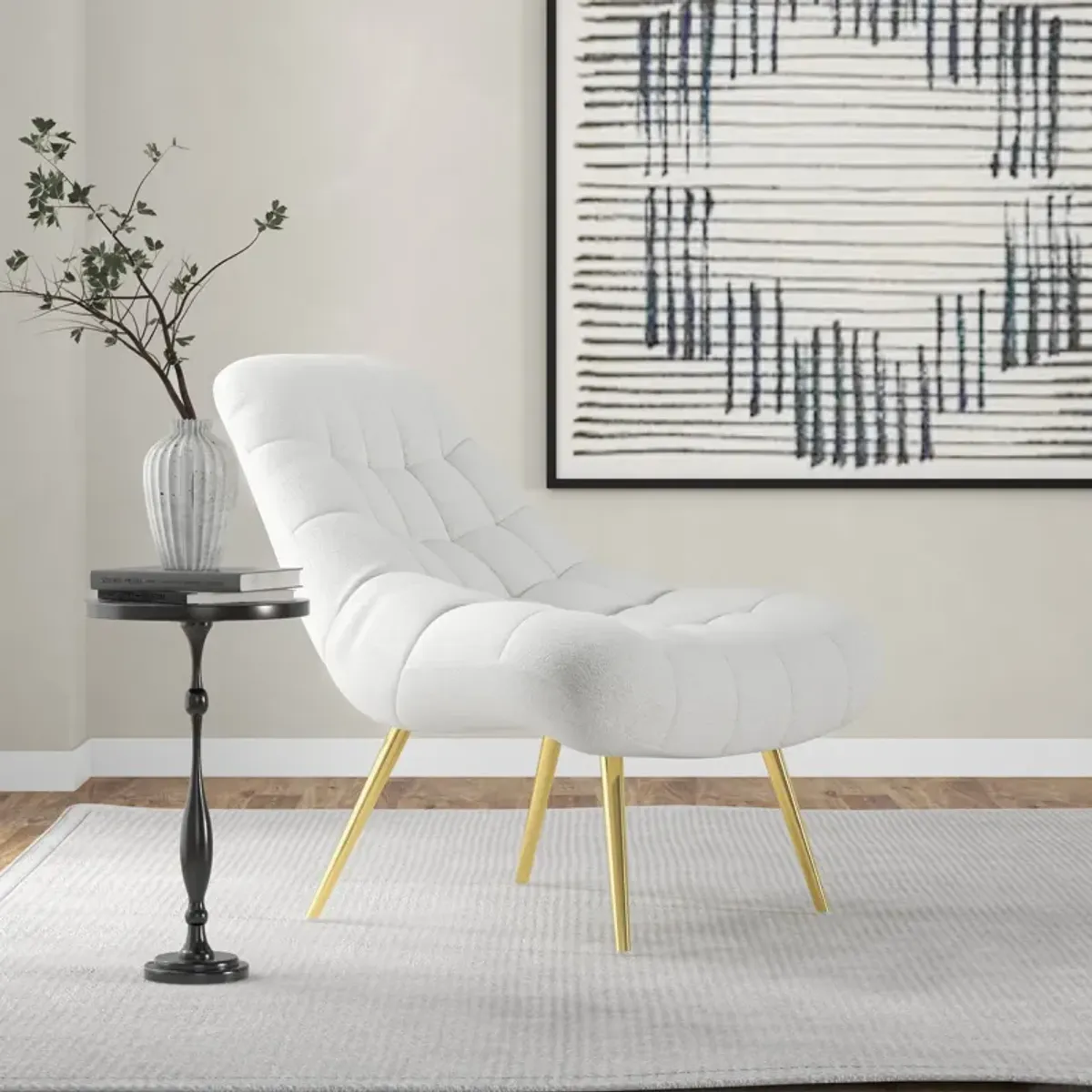 Edna Beige Boucle Lounge Chair