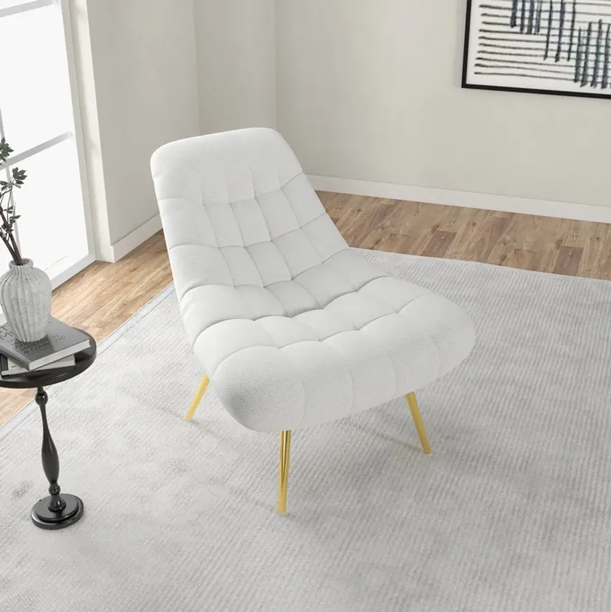 Edna Beige Boucle Lounge Chair