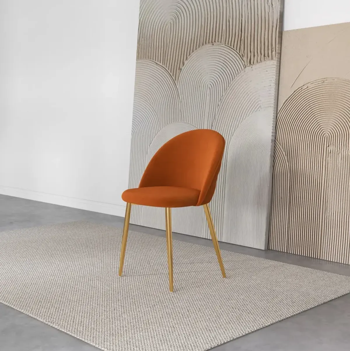 Vanessa Orange Velvet Dining Chair