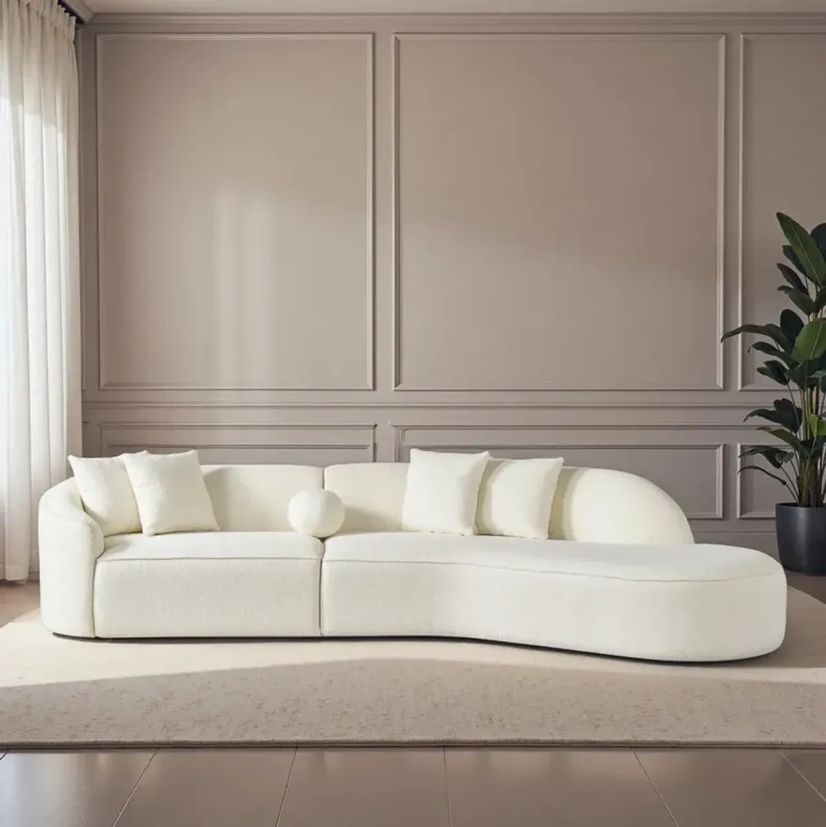 Galleria White Boucle Sectional Sofa XL