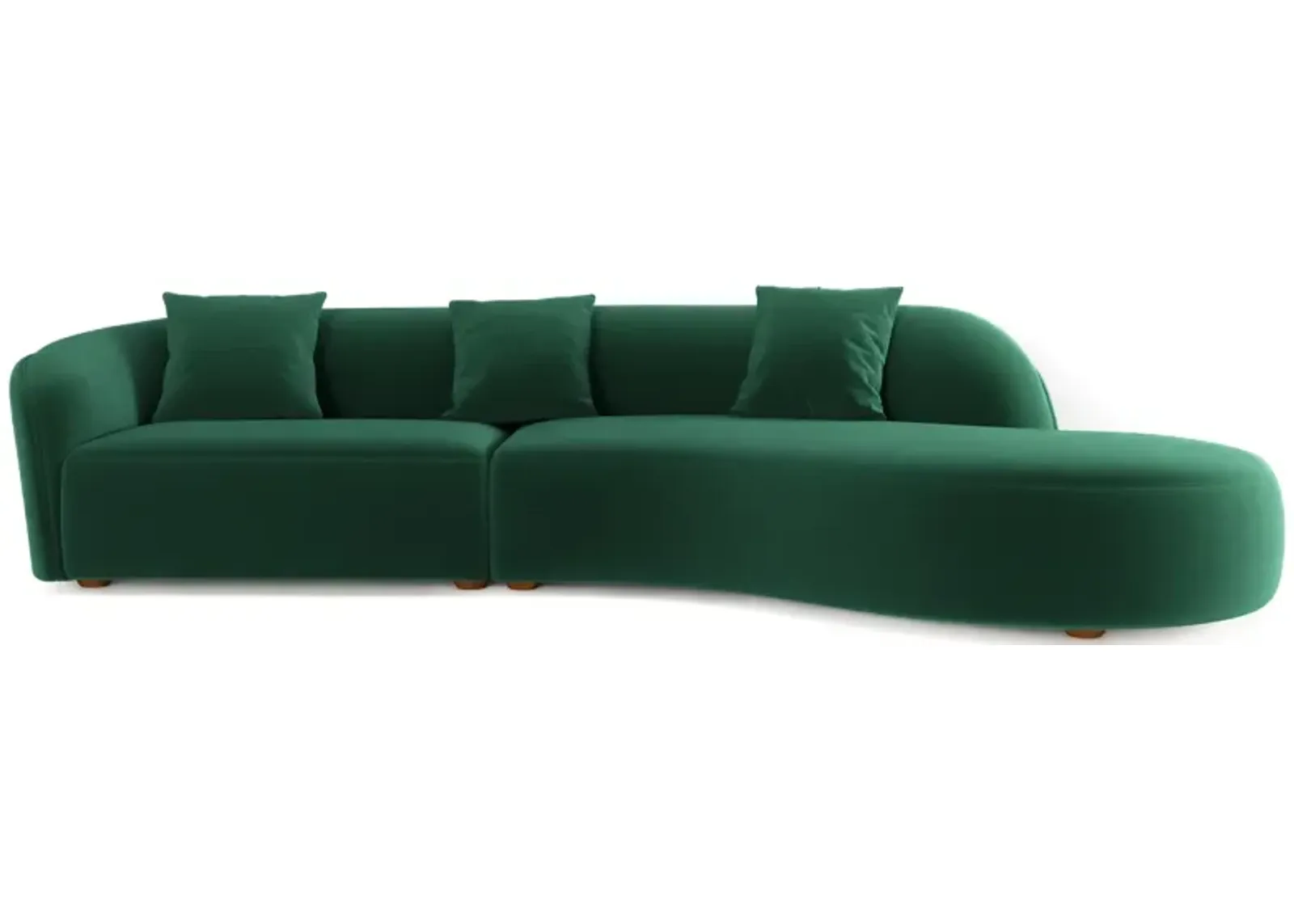 Galleria Dark Green Velvet Curvy Sectional Sofa