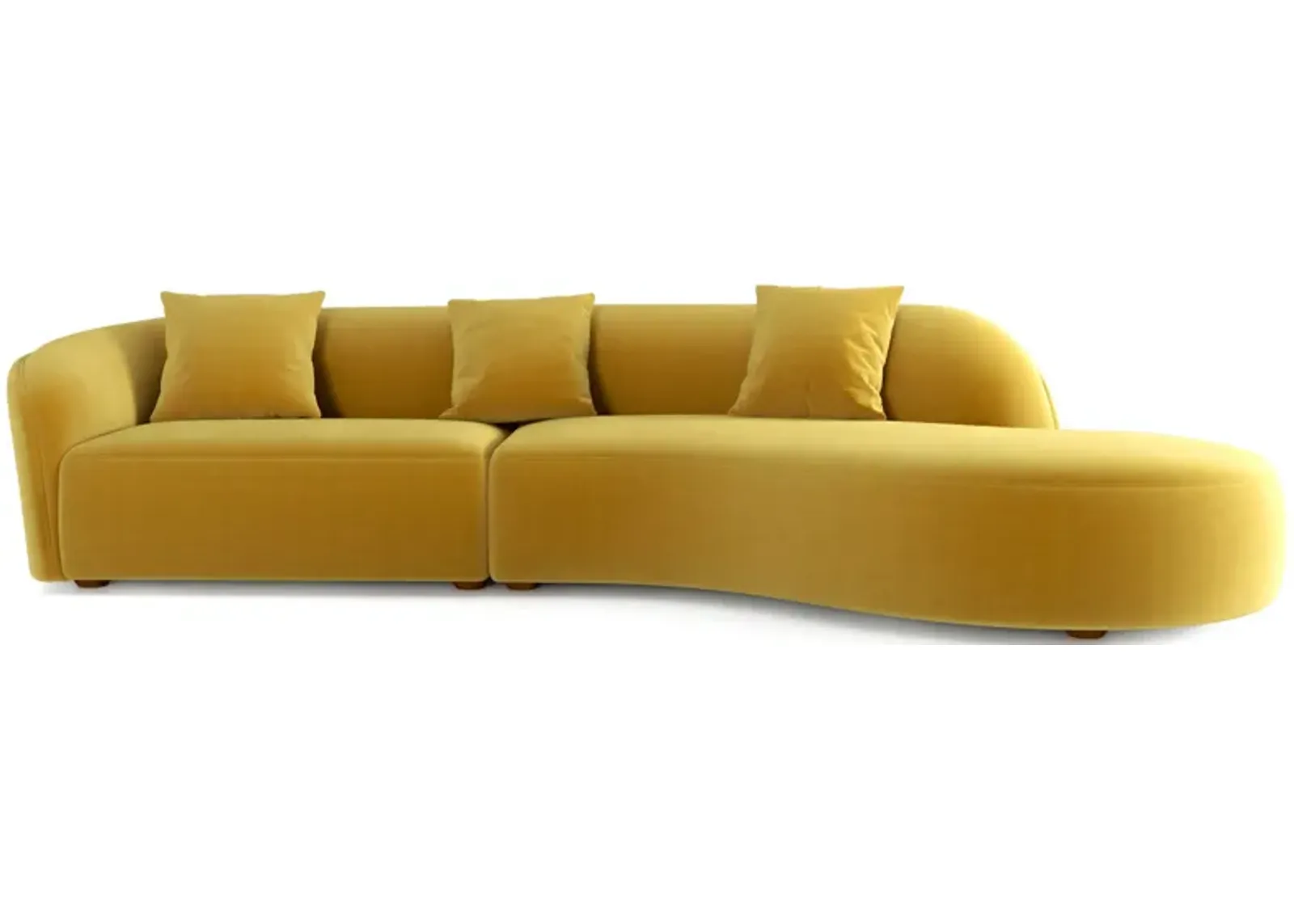 Galleria Japandi Style Curvy Sectional Sofa Gold Velvet