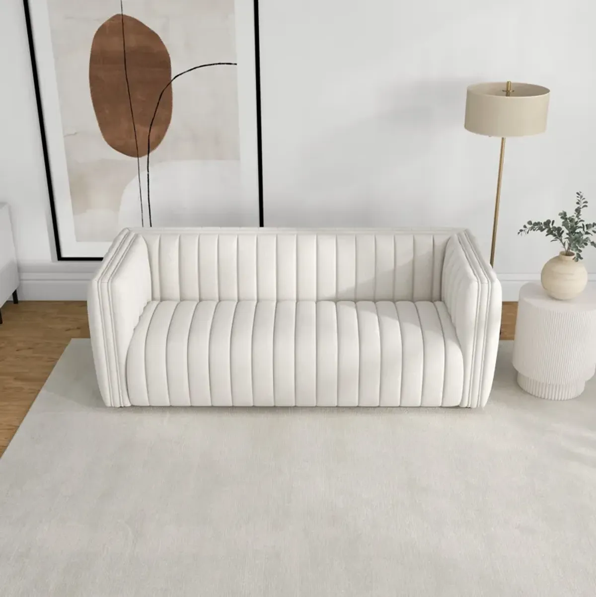 Rosslyn White Boucle Sofa