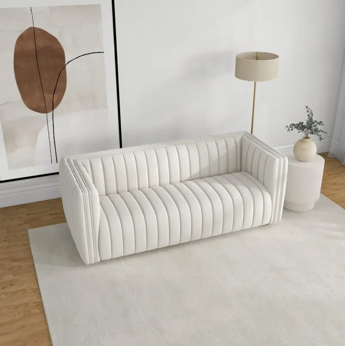 Rosslyn White Boucle Sofa