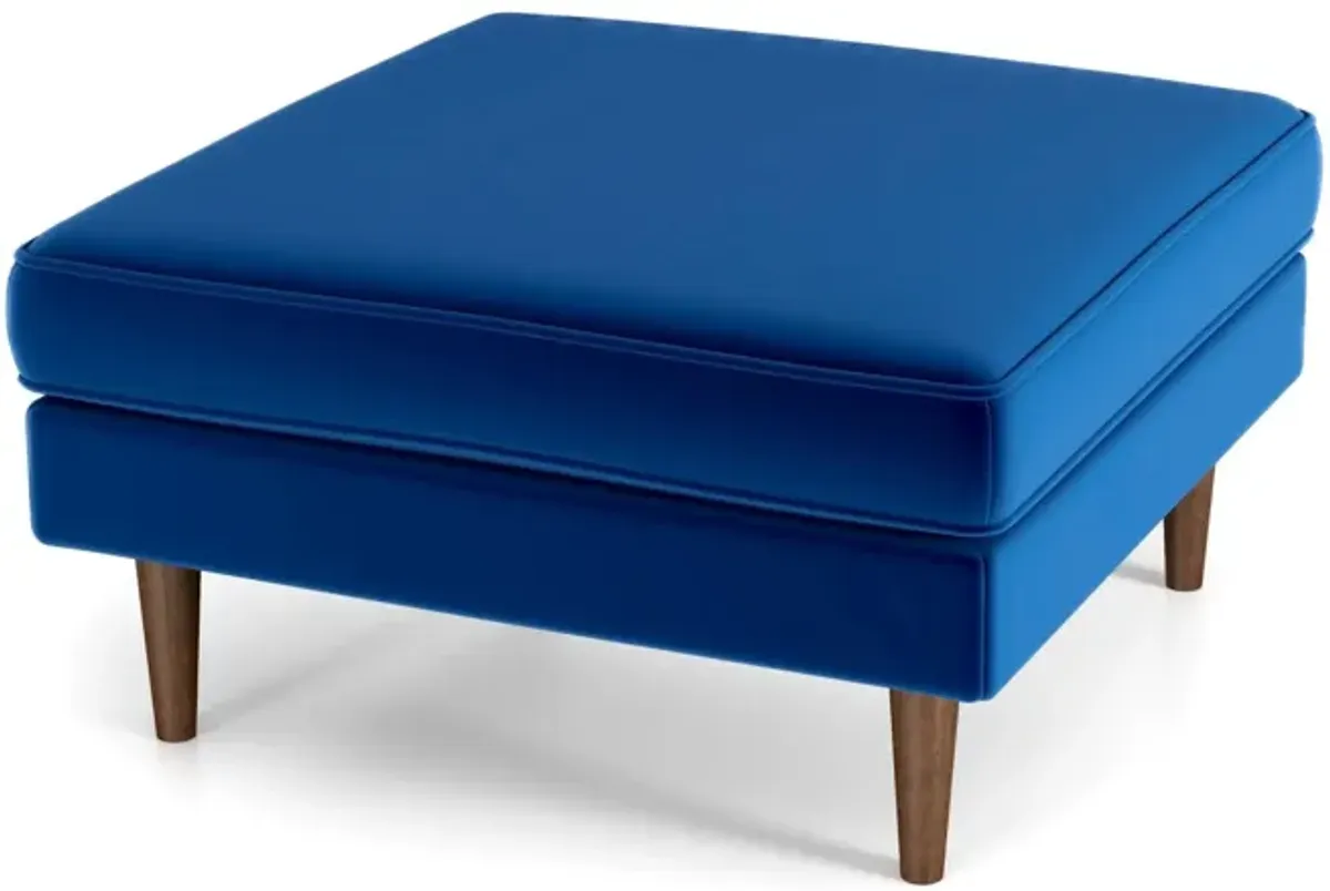 Fordham Blue Velvet Ottoman