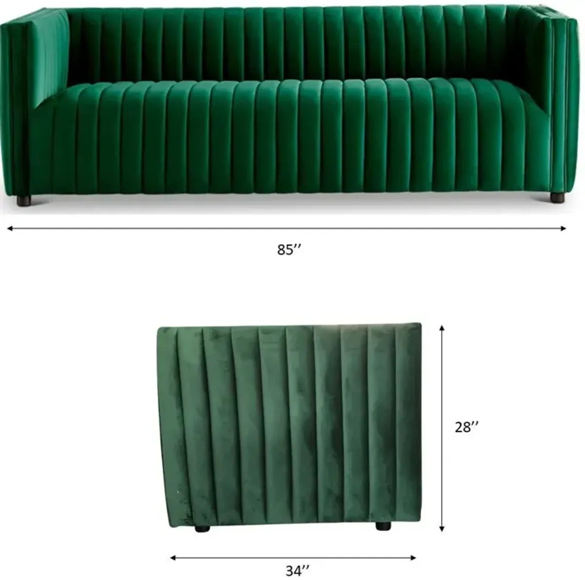 Sierra Dark Green Velvet Sofa