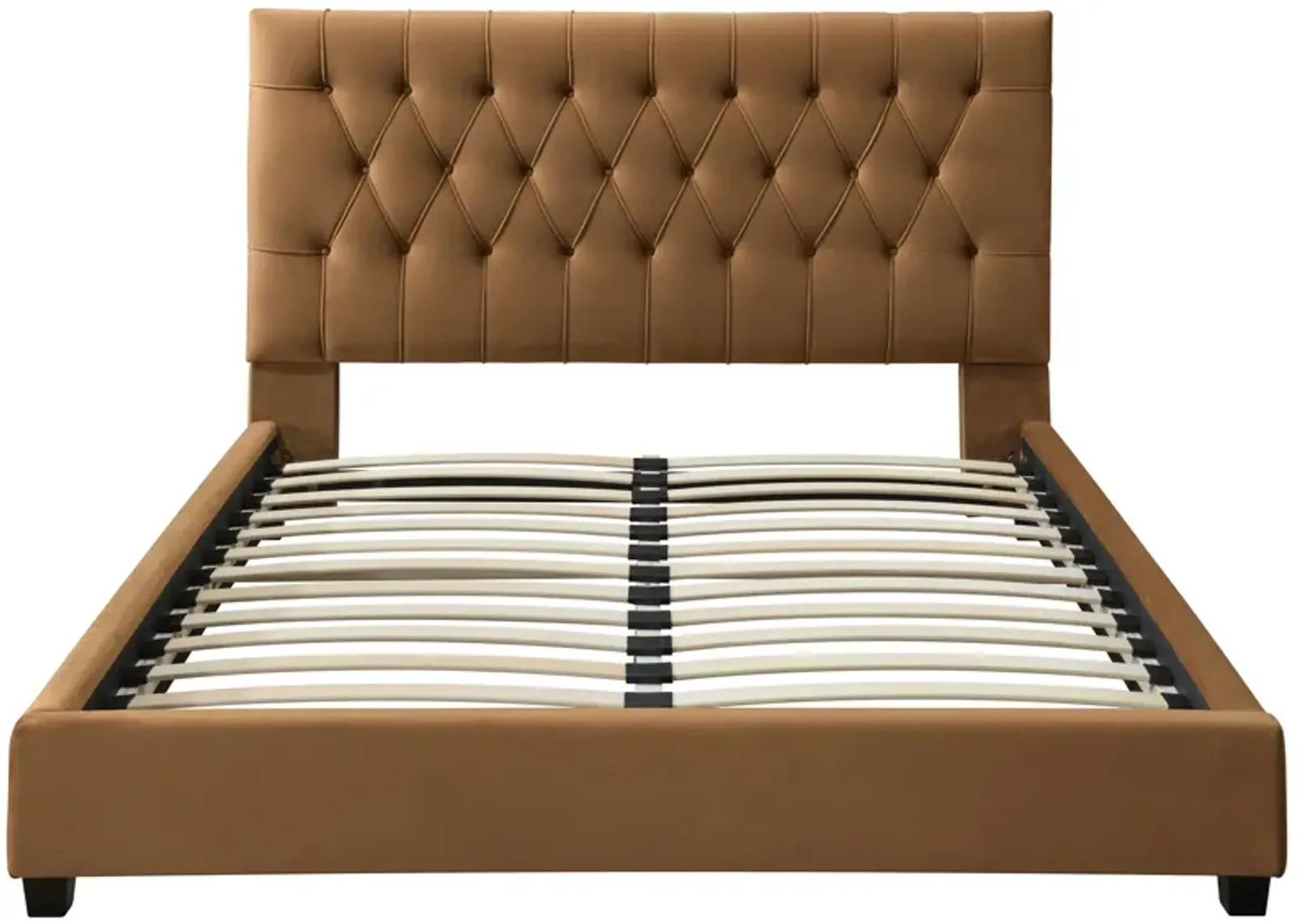 Eldridge King Cognac Velvet Platform Bed