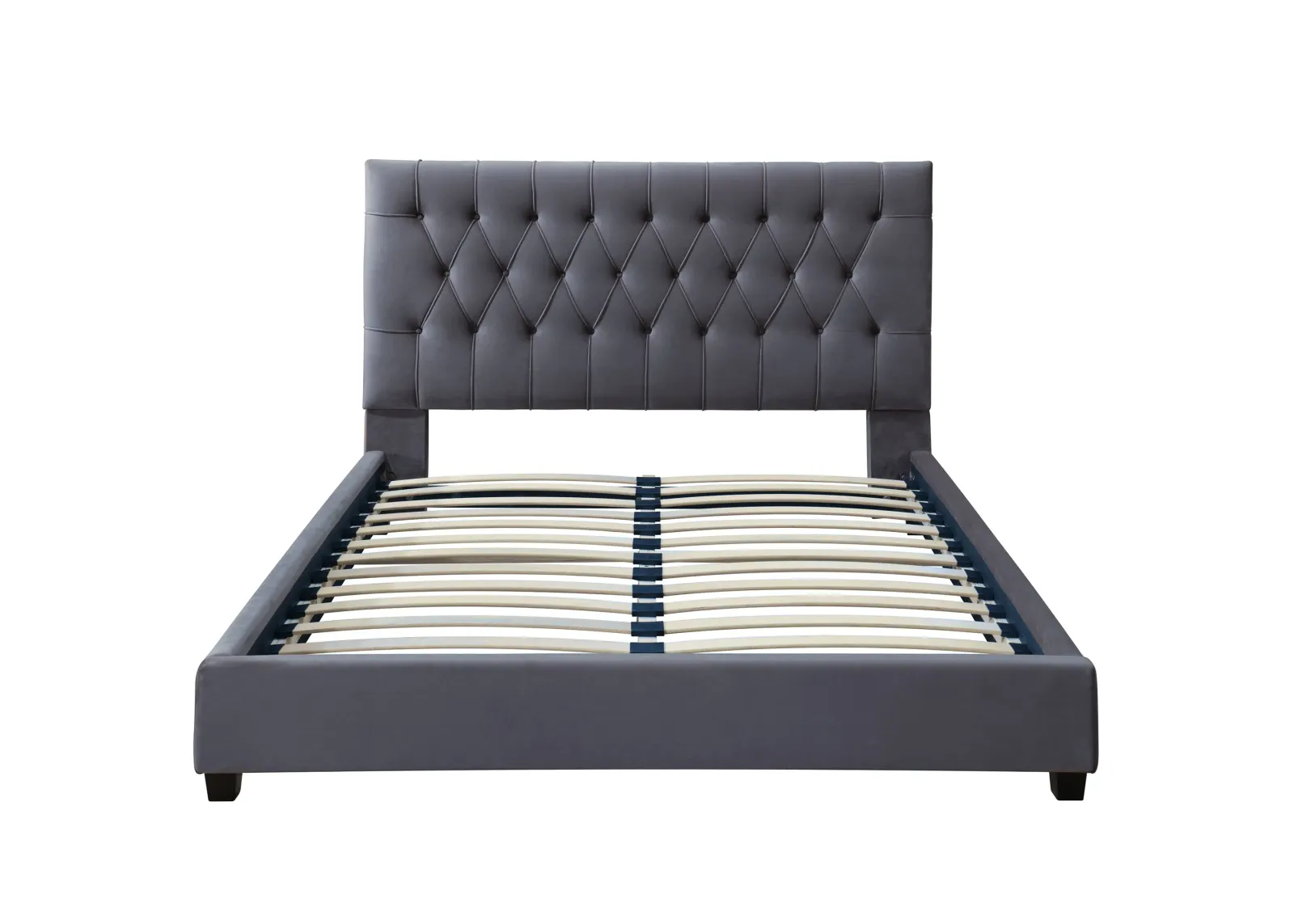 Eldridge King Gray Velvet Platform Bed