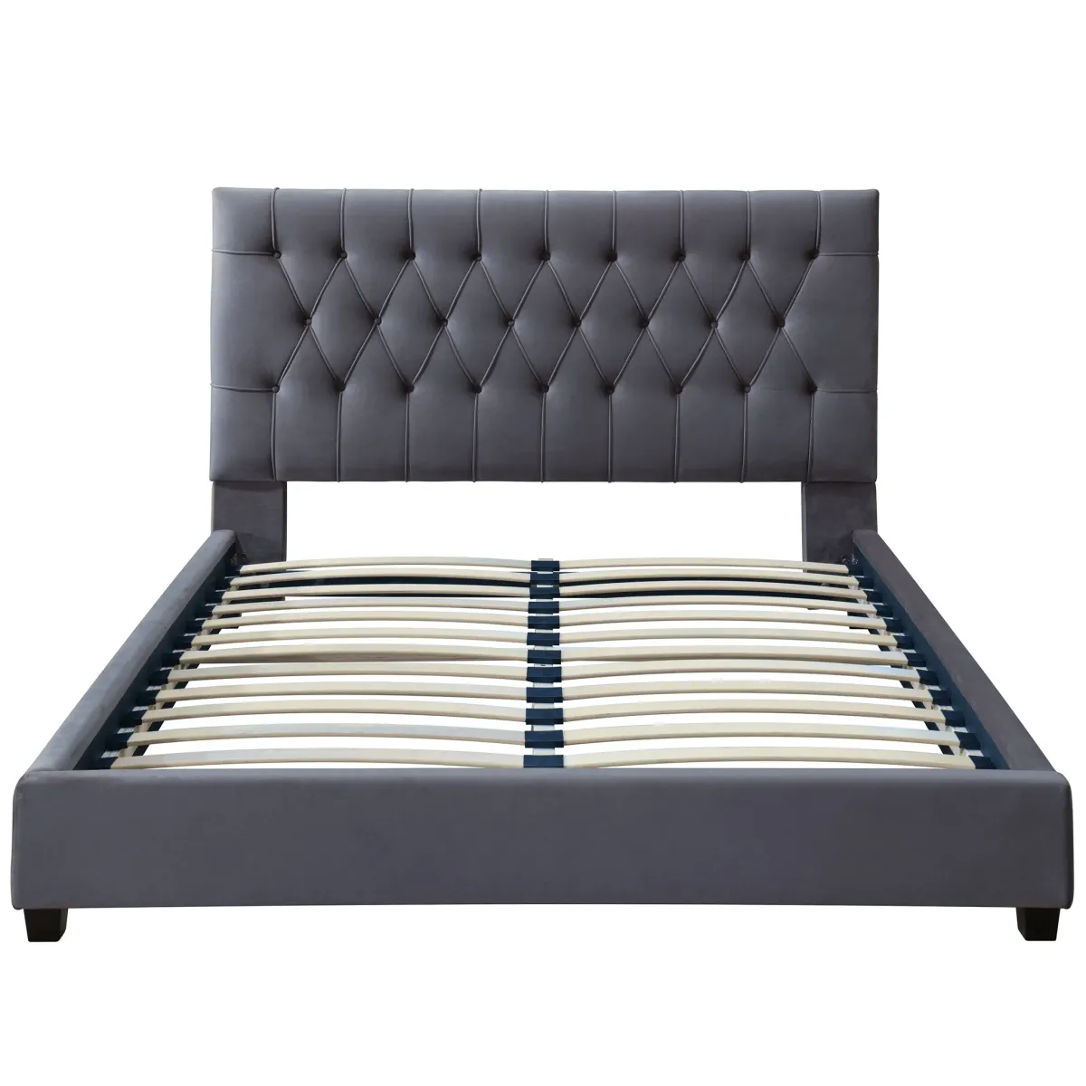 Eldridge King Gray Velvet Platform Bed