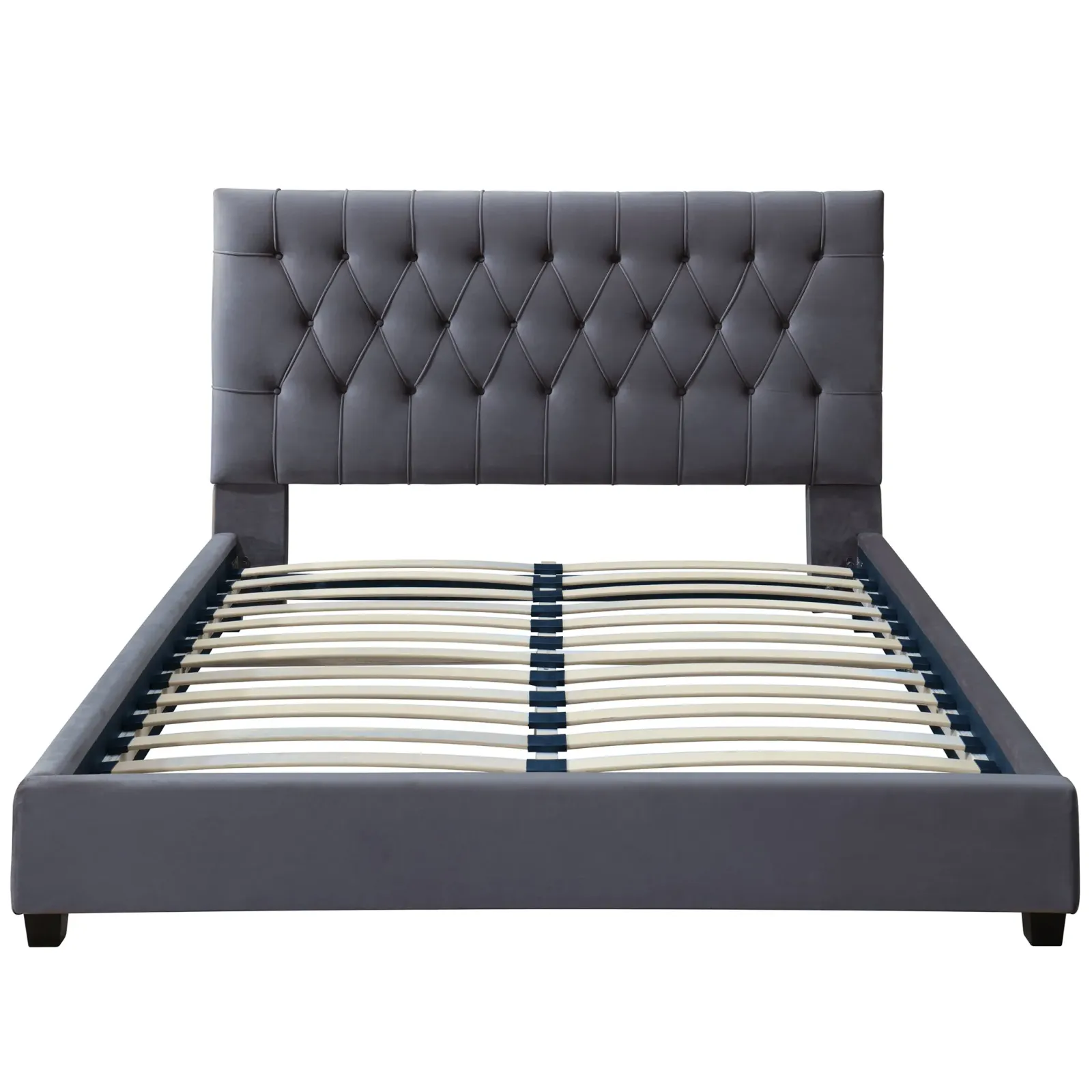 Eldridge King Gray Velvet Platform Bed