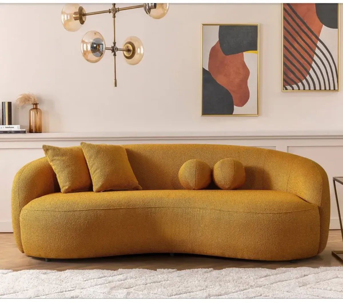 Blair Curvy Gold Boucle Couch