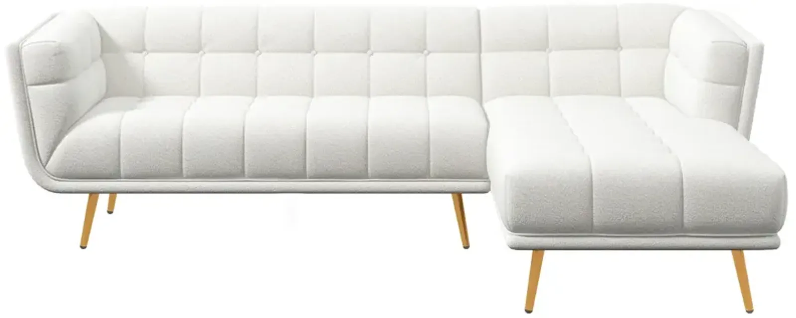 Kano L Shape Sectional Cream Boucle Sofa Right Facing Chaise