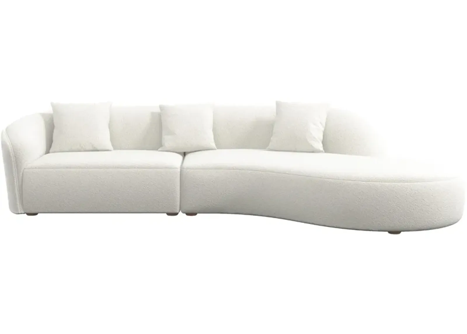 Galleria Japandi Style Curvy White Boucle Sectional Sofa