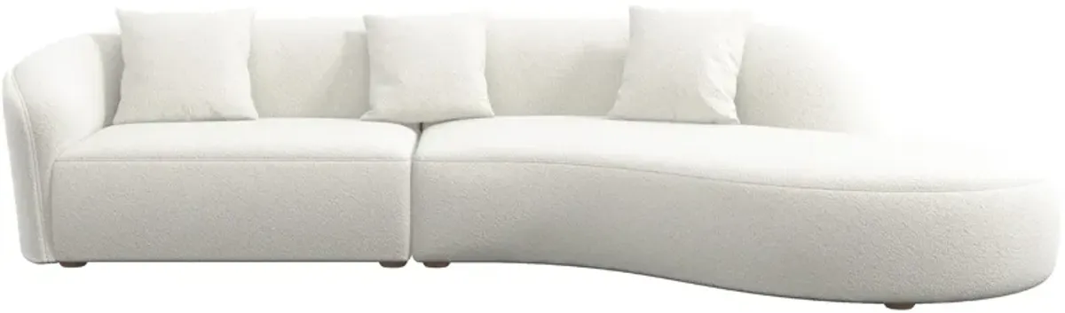 Galleria Japandi Style Curvy White Boucle Right Sectional Sofa