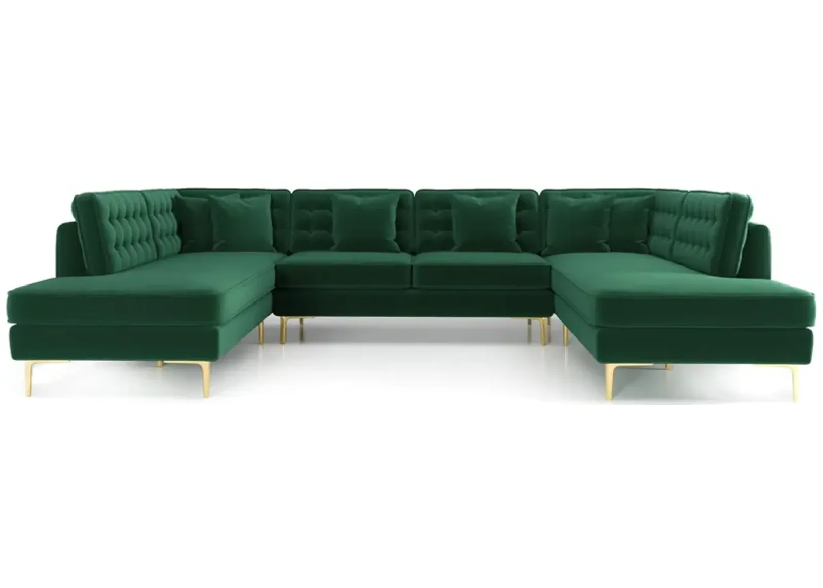 Caleb Dark Green Velvet U Shape Corner Sofa