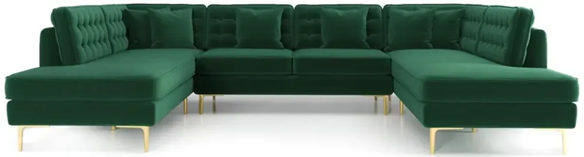 Caleb Dark Green Velvet U Shape Corner Sofa