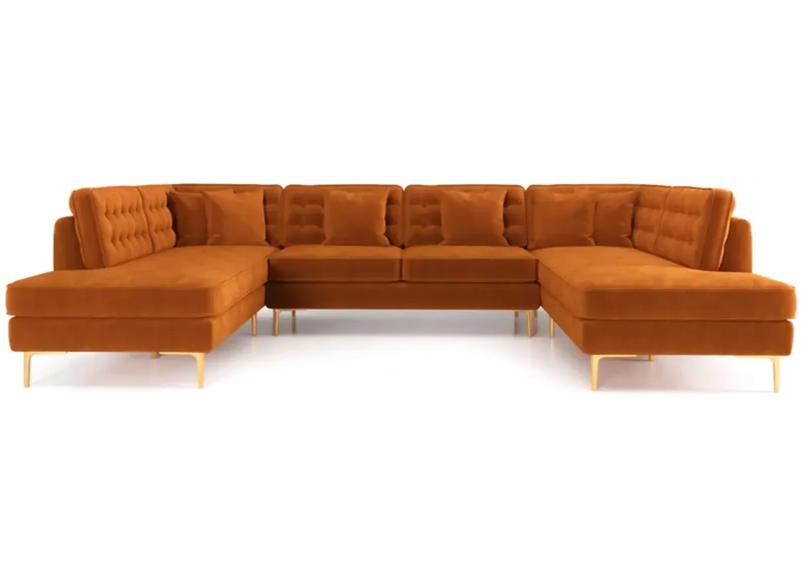 Caleb Burnt Orange Velvet U Shape Corner Sofa