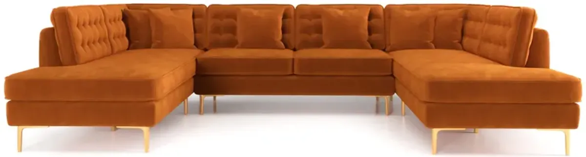 Caleb Burnt Orange Velvet U Shape Corner Sofa